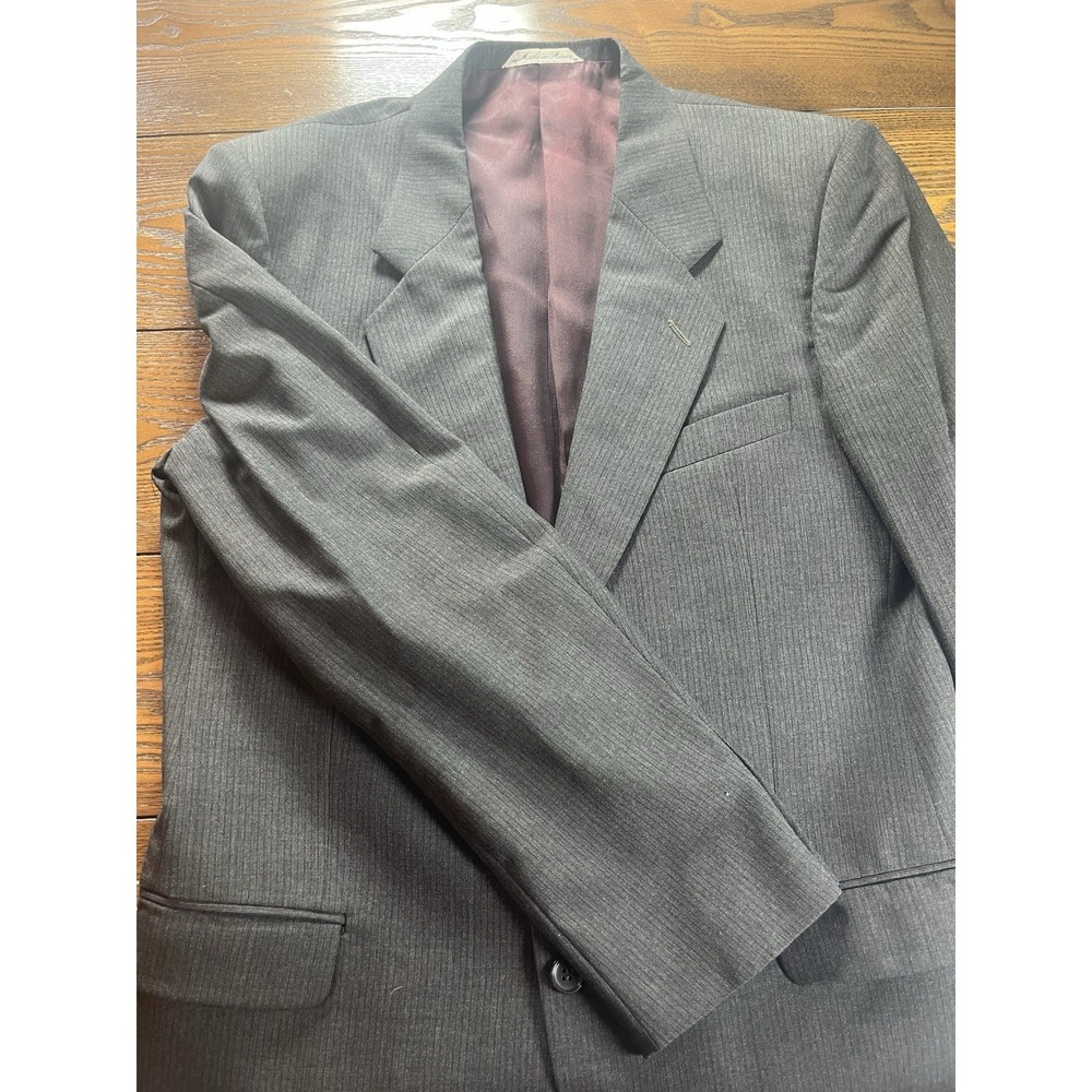 VTG Woodmere Men's 41R Black Sharkskin Weave 100% Wool 2 Button Blazer